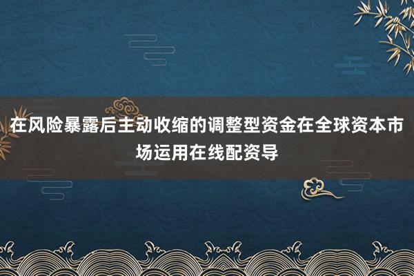 在风险暴露后主动收缩的调整型资金在全球资本市场运用在线配资导