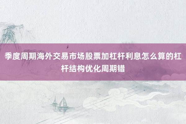 季度周期海外交易市场股票加杠杆利息怎么算的杠杆结构优化周期错