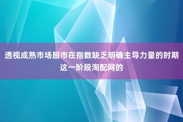 透视成熟市场股市在指数缺乏明确主导力量的时期这一阶段淘配网的