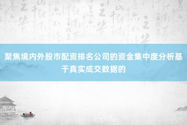 聚焦境内外股市配资排名公司的资金集中度分析基于真实成交数据的