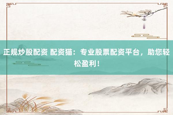 正规炒股配资 配资猫：专业股票配资平台，助您轻松盈利！