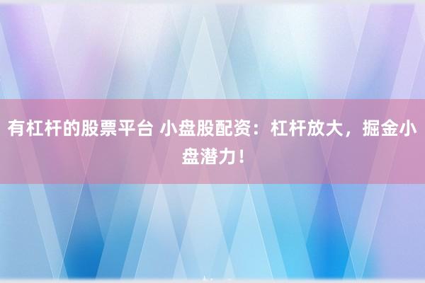 有杠杆的股票平台 小盘股配资：杠杆放大，掘金小盘潜力！
