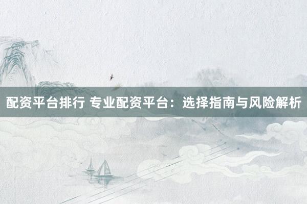 配资平台排行 专业配资平台：选择指南与风险解析