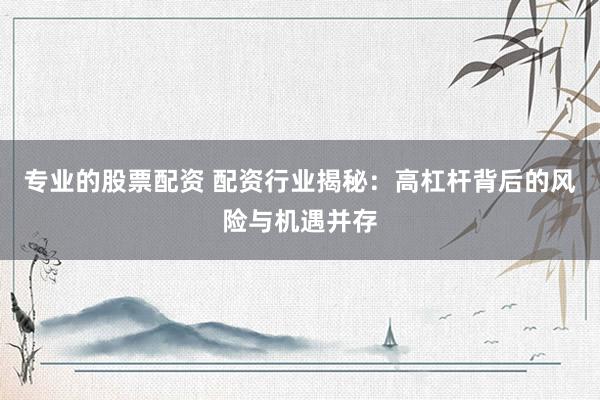 专业的股票配资 配资行业揭秘:高杠杆背后的风险与机遇并存